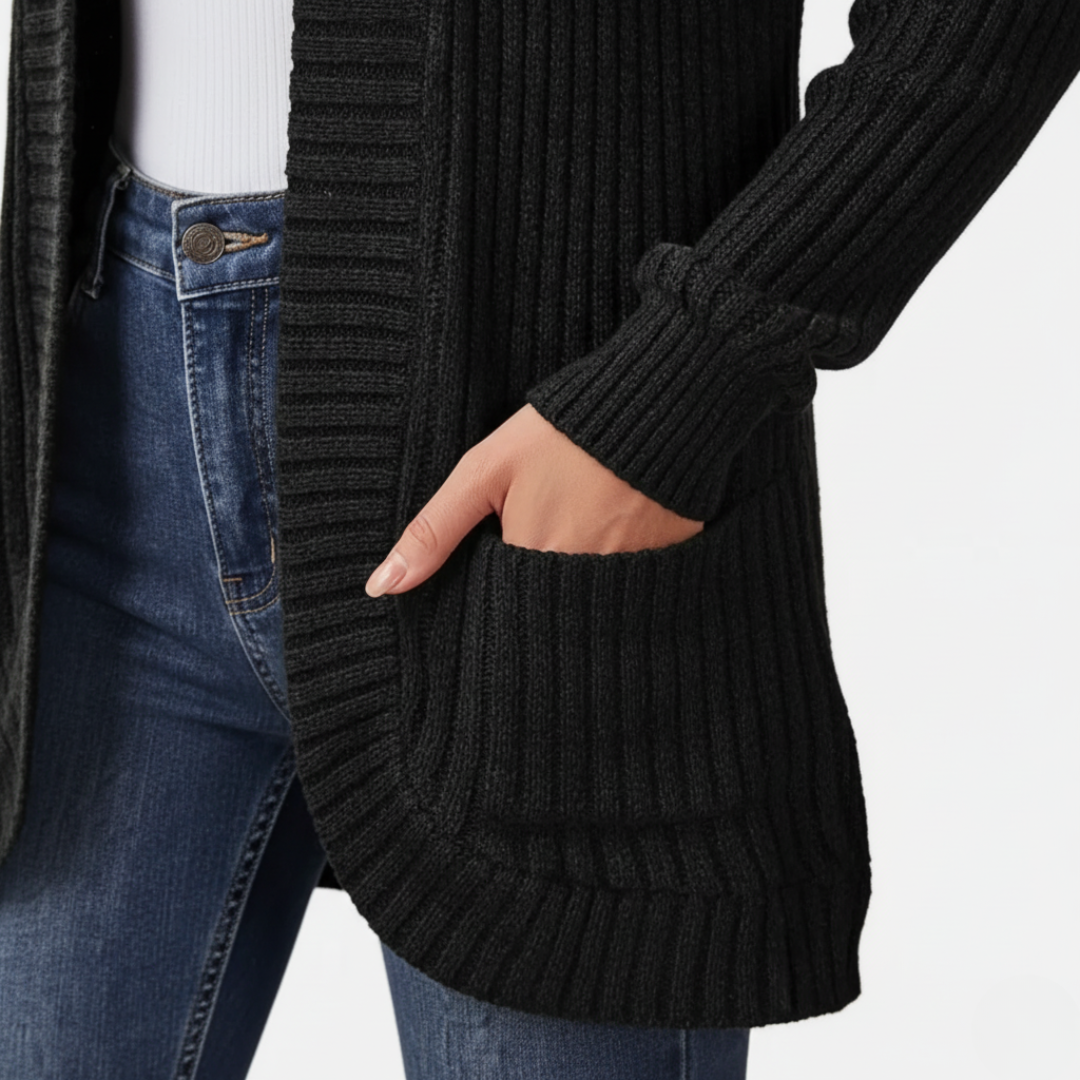 Women's Knitted Cardigan with Pockets Available