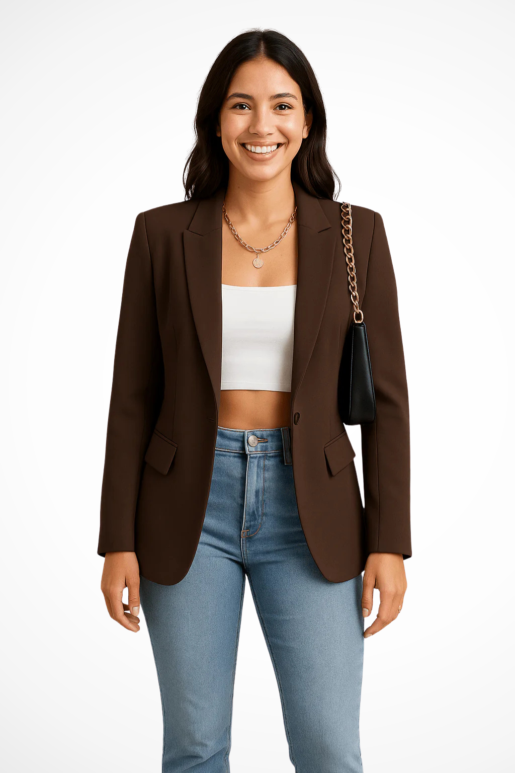 Elegant Chic Slim Fit Women's Blazer with Long Sleeve Buttons
