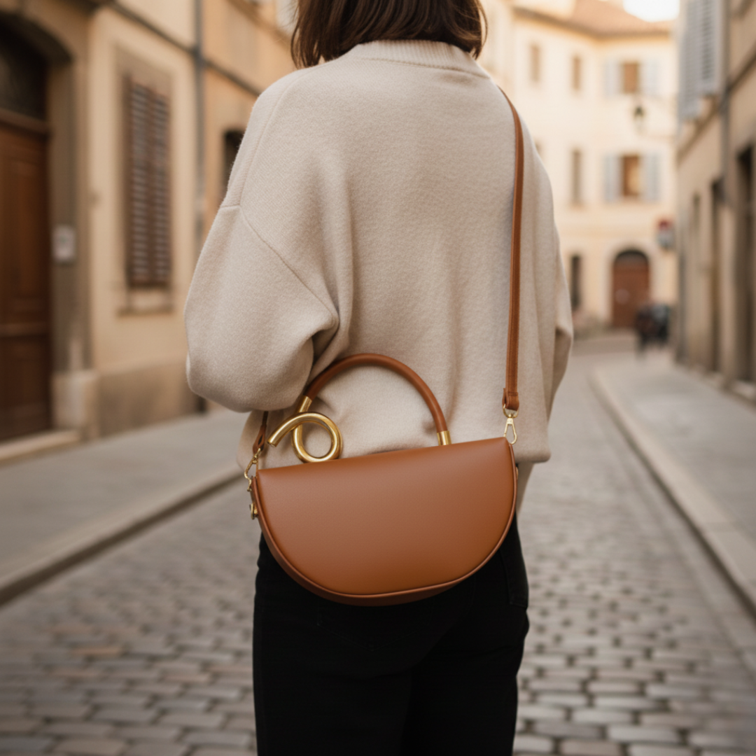 Borsa da donna con manico dorato