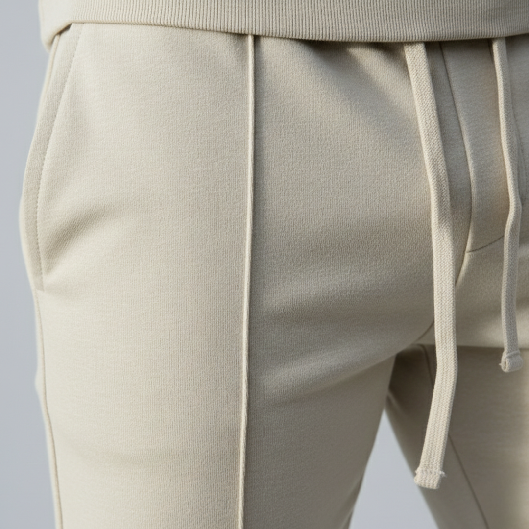 Men's Knit Coordinated Set with Slim Pants and Crew Neck Sweatshirt