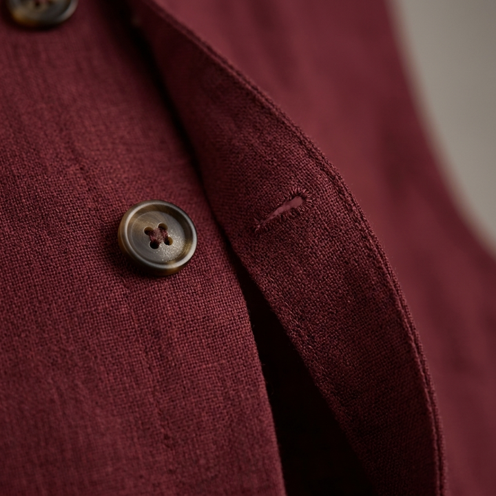 Women's Linen Sleeveless Gilet with Buttons
