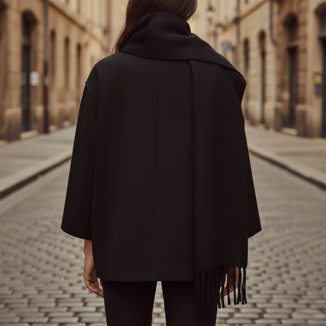 Women's Soft Blend Jacket with Embroidery and Scarf