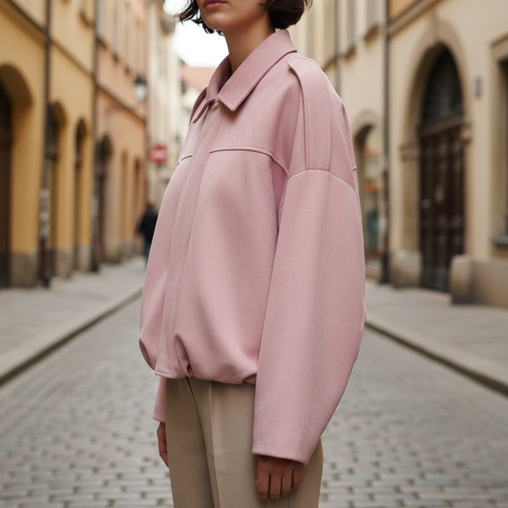 Elegant Oversized Women's Jacket in Mixed Fabric