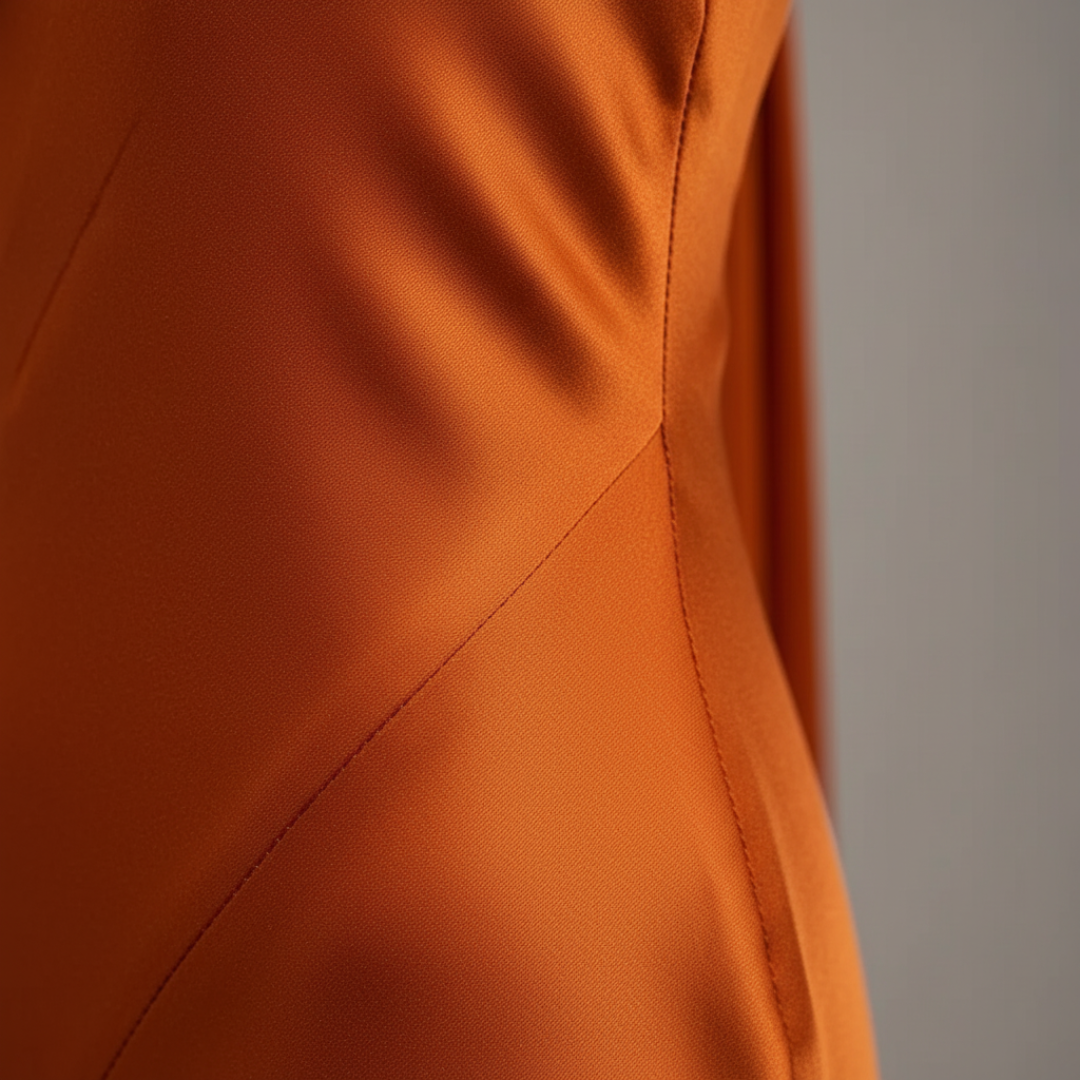 Women's Maxi Dress in Satin with American Neckline