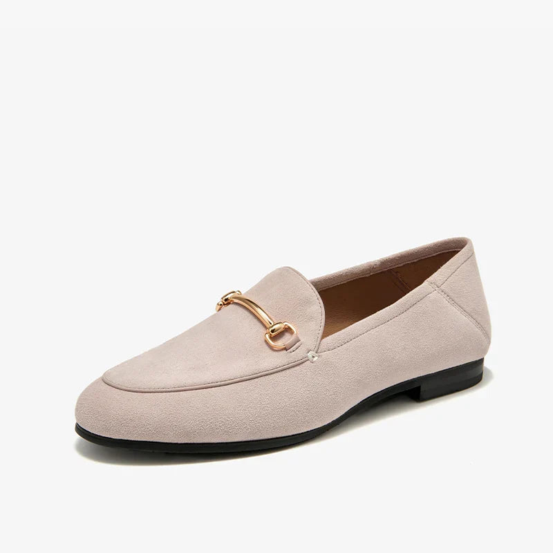 Women's Suede Moccasins Round Toe Metallic Decoration Casual Flat Handmade