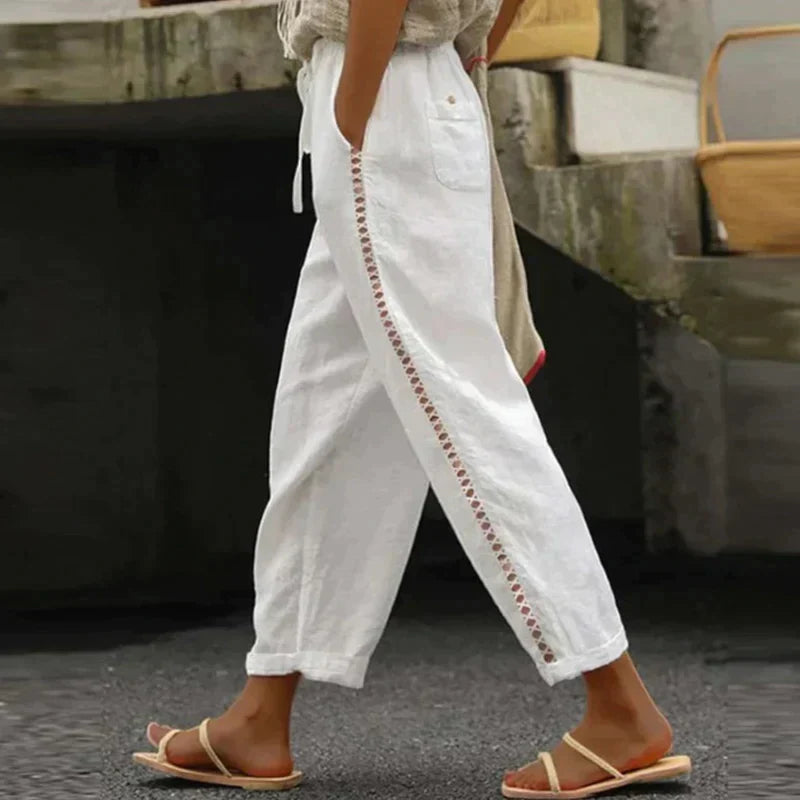 Abby | Women's Pants High Waist Tapered Leg Side Stripe 0