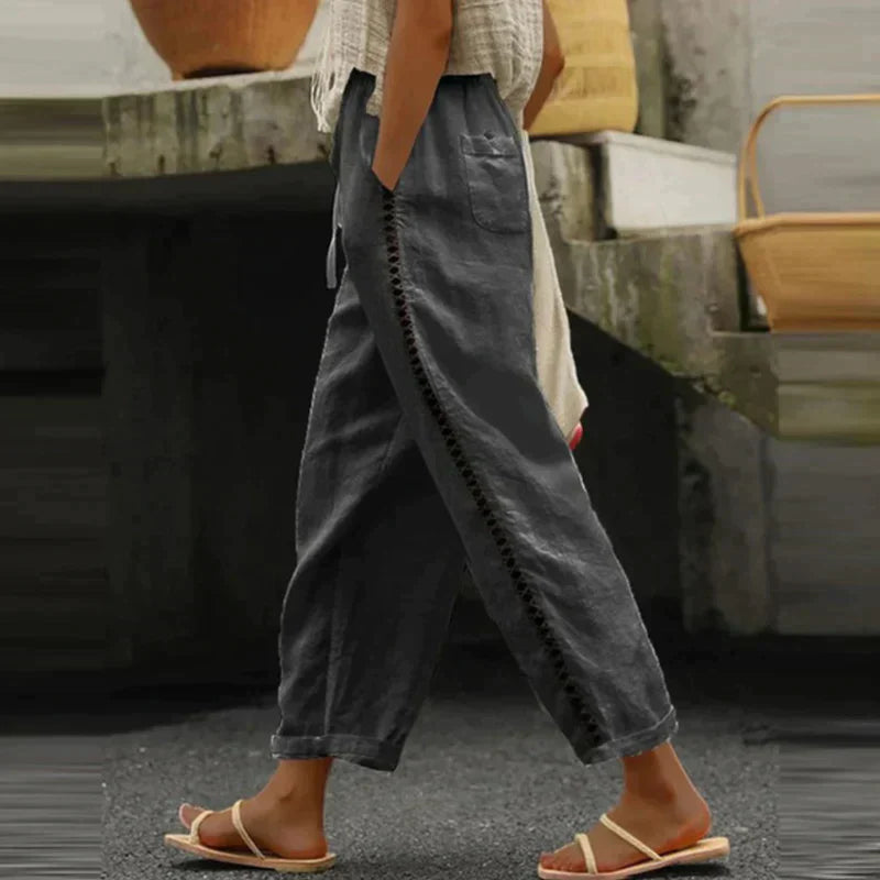 Abby | Women's Pants High Waist Tapered Leg Side Stripe 3