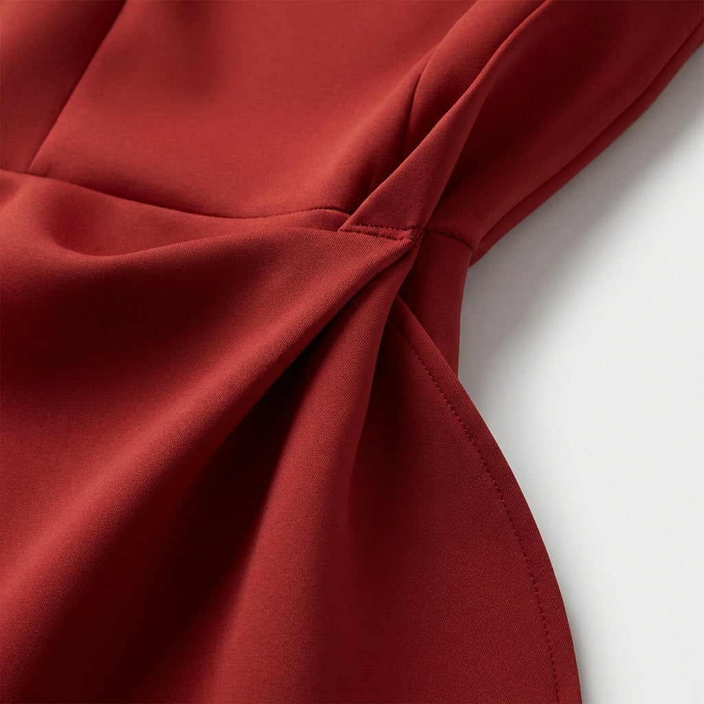Women's Asymmetrical Ruffled Satin Draped Dress – Elegant