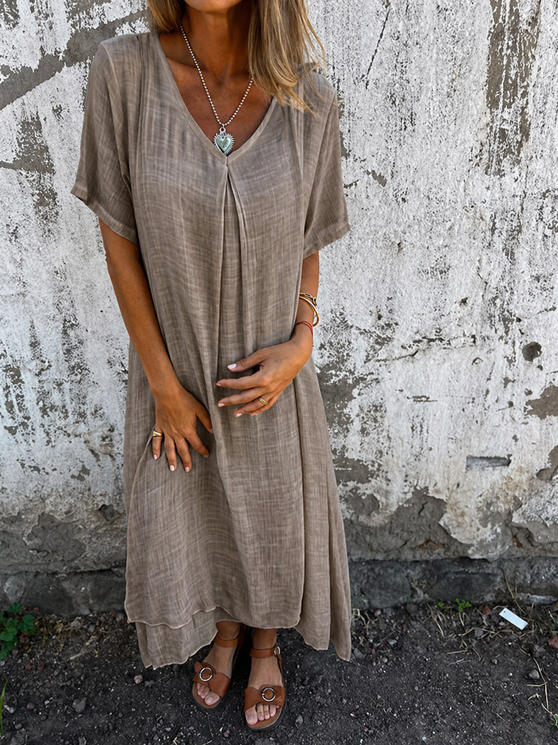 Amy™ | Loose V-neck Dress 0