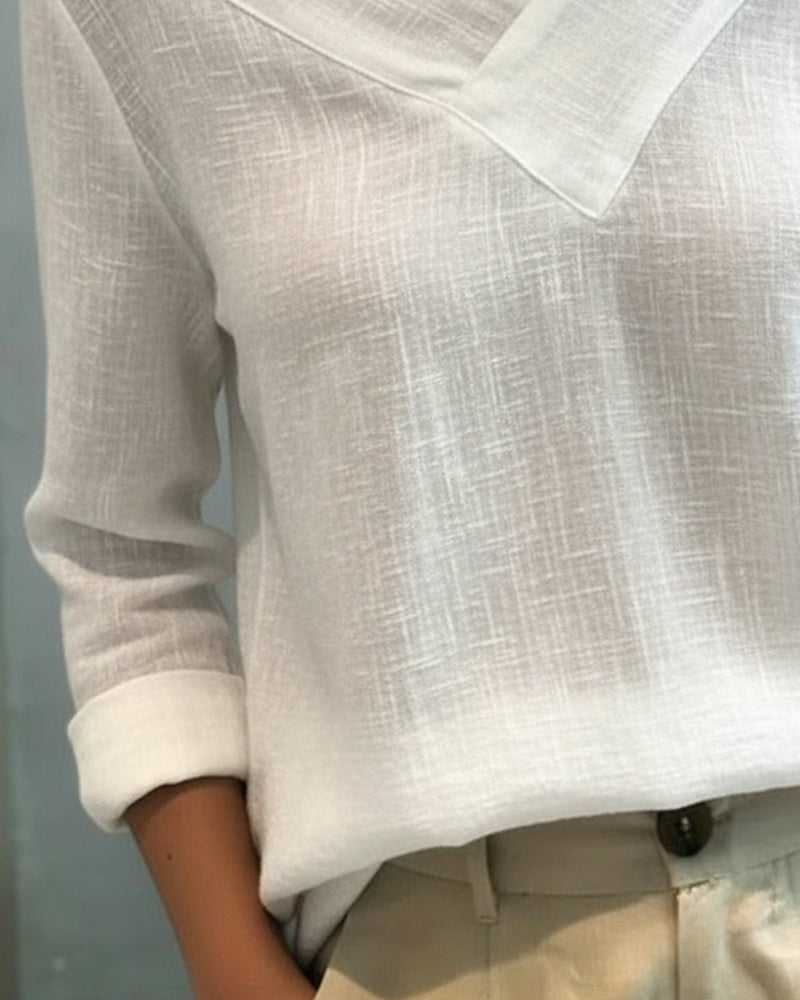 Women's Asymmetric V-Neck Long Sleeve Top