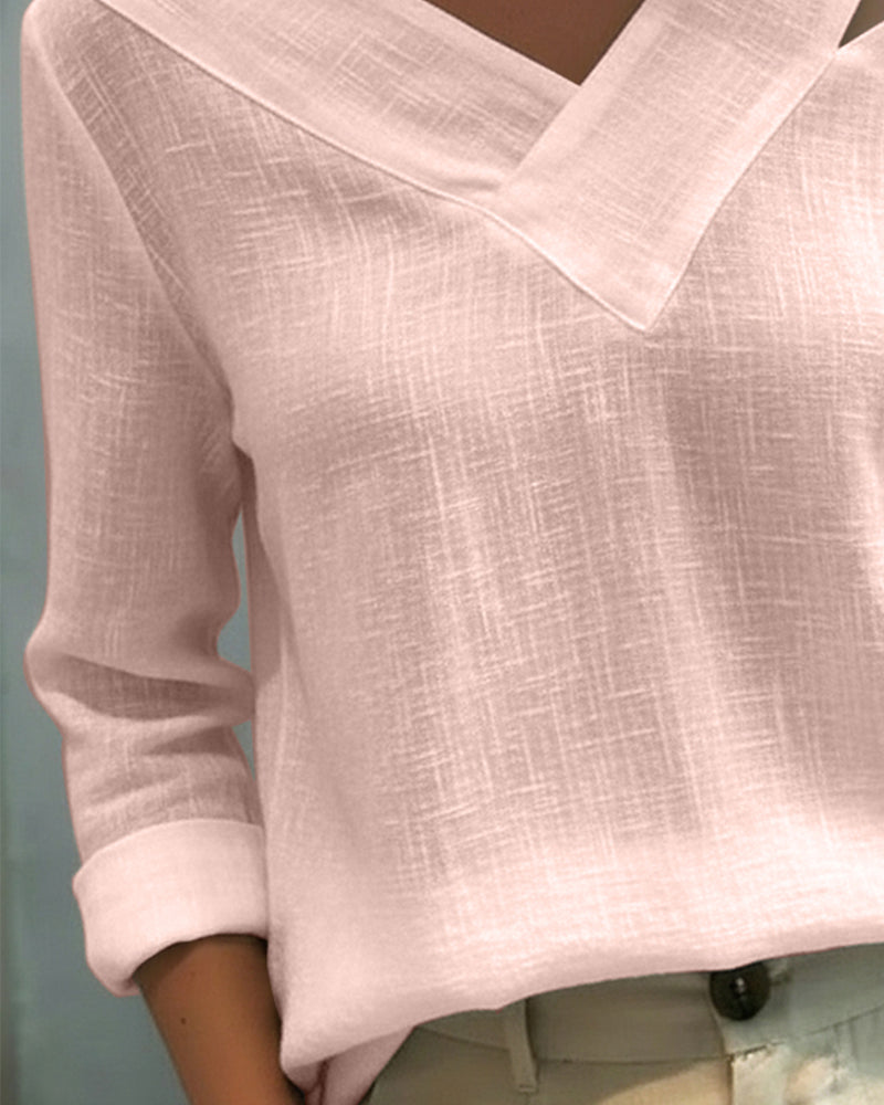 Women's Asymmetric V-Neck Long Sleeve Top