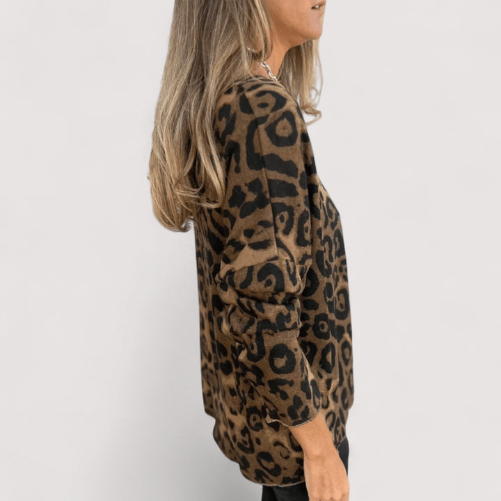 Top leggero con stampa leopardata
