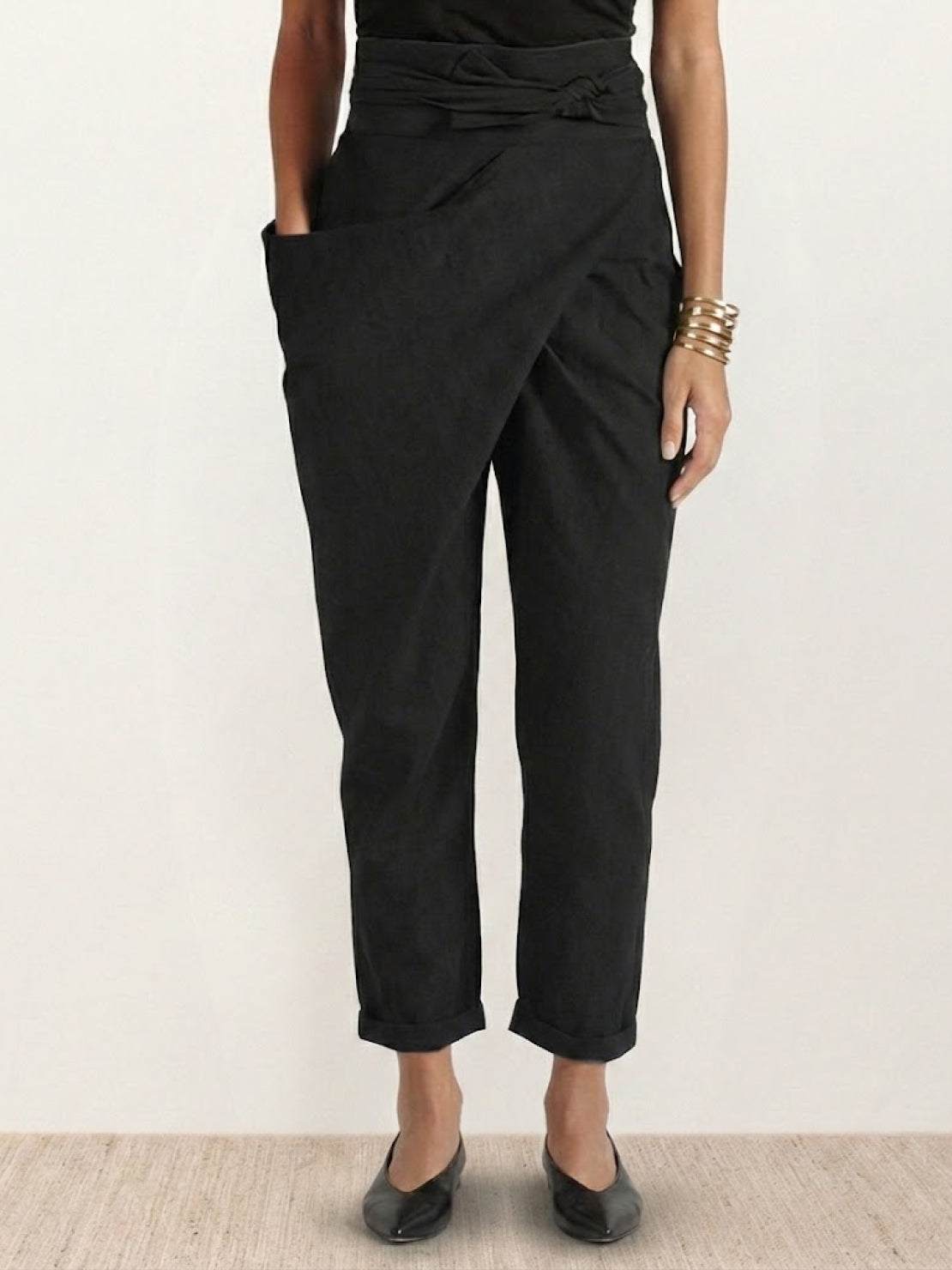 Atlas | Women's High Waist Wrap Front Cropped Tapered Pants 10