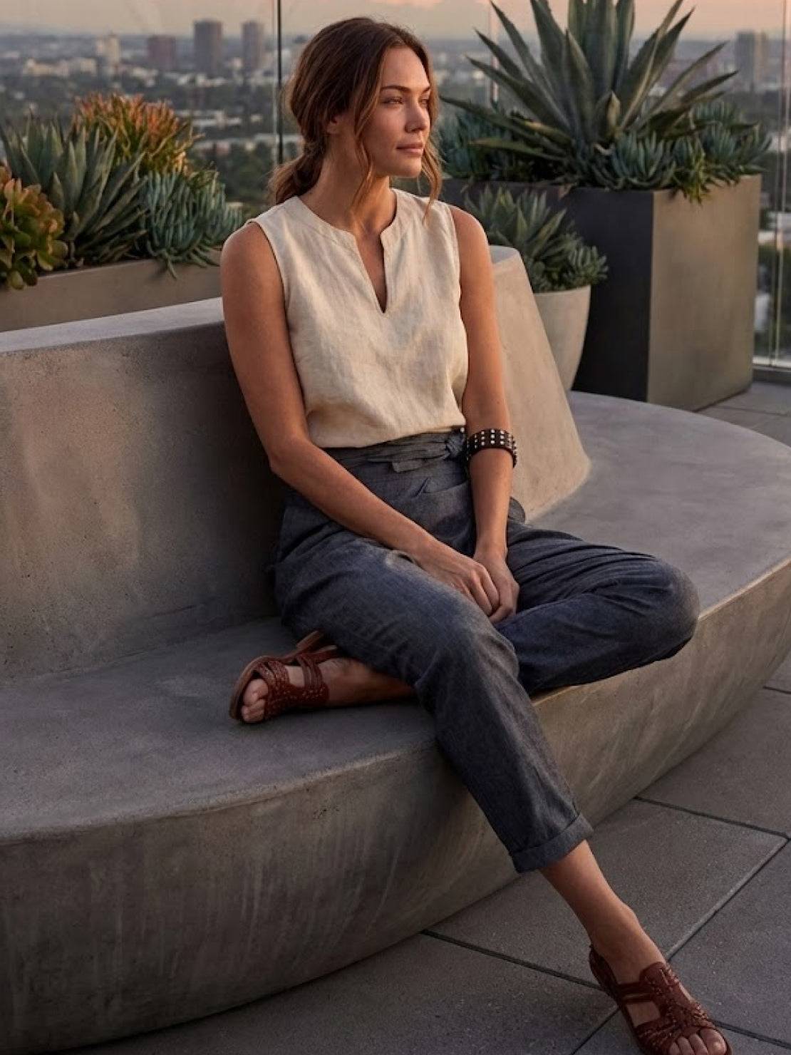 Atlas | Women's High Waist Wrap Front Cropped Tapered Pants 2