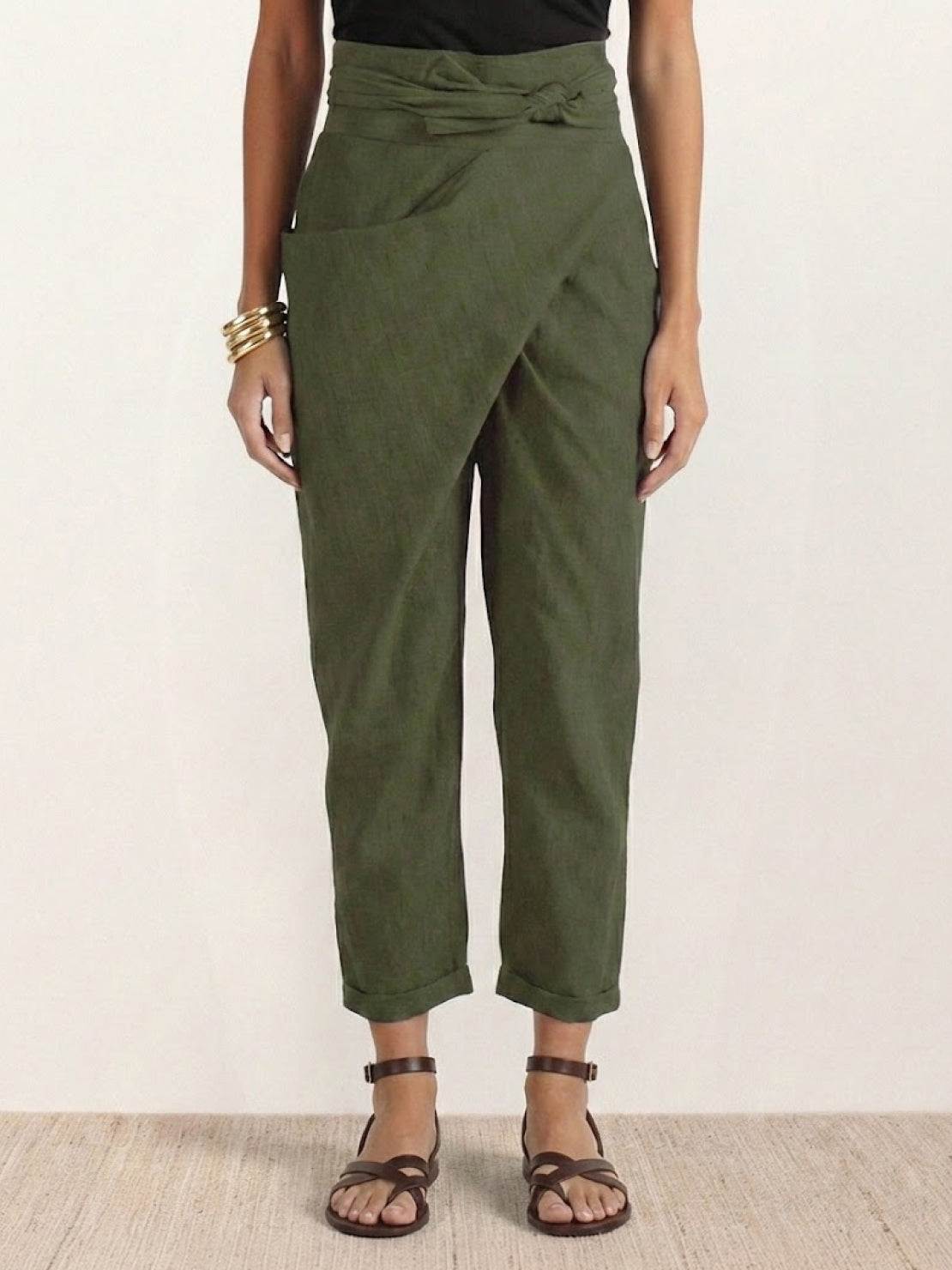 Atlas | Women's High Waist Wrap Front Cropped Tapered Pants 5
