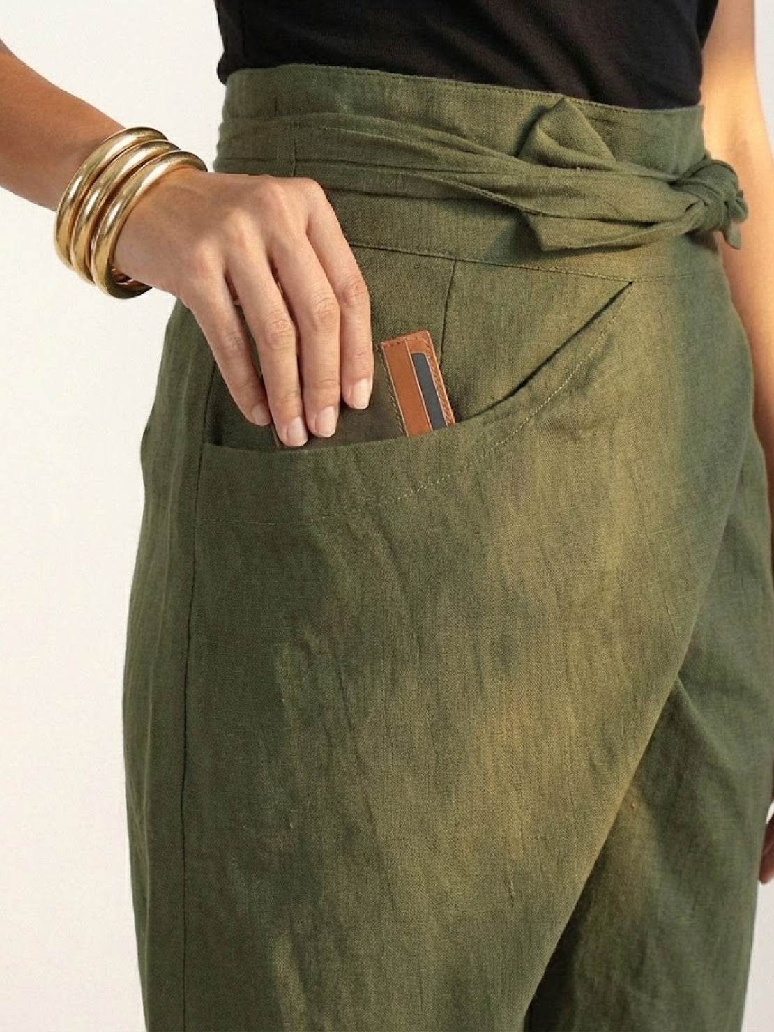 Atlas | Women's High Waist Wrap Front Cropped Tapered Pants 8