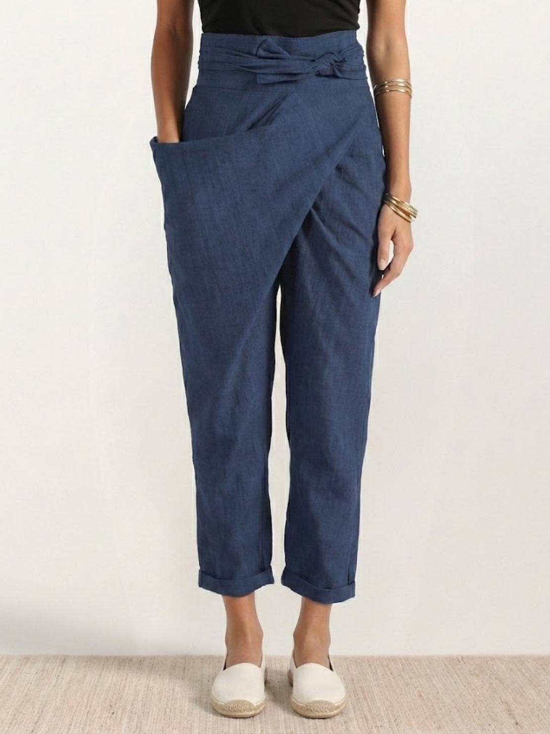 Atlas | Women's High Waist Wrap Front Cropped Tapered Pants 9