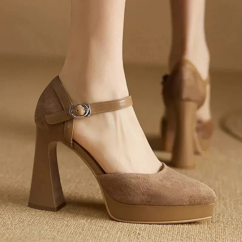 Aurore | Women's Platform Block Heel Pumps Ankle Strap High Heels 1