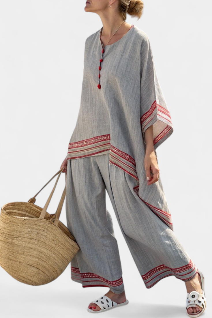 Ava | Chic Asymmetrical Blouse and Elegant Wide-Leg Pants 1