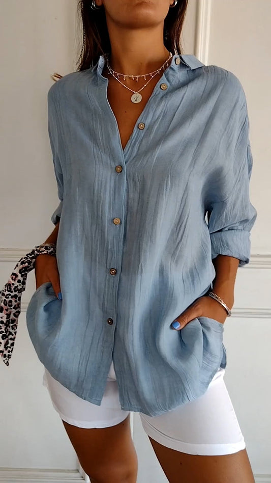 Women's Casual Button-Down Shirt Oversized Long Sleeve