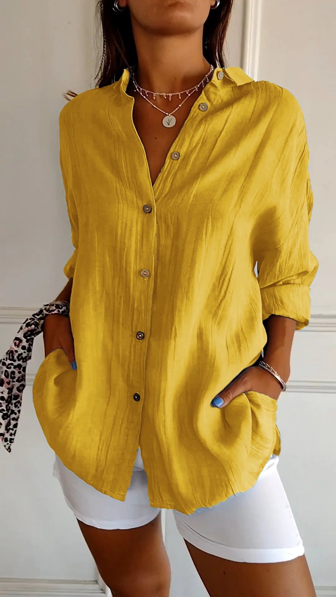 Women's Casual Button-Down Shirt Oversized Long Sleeve
