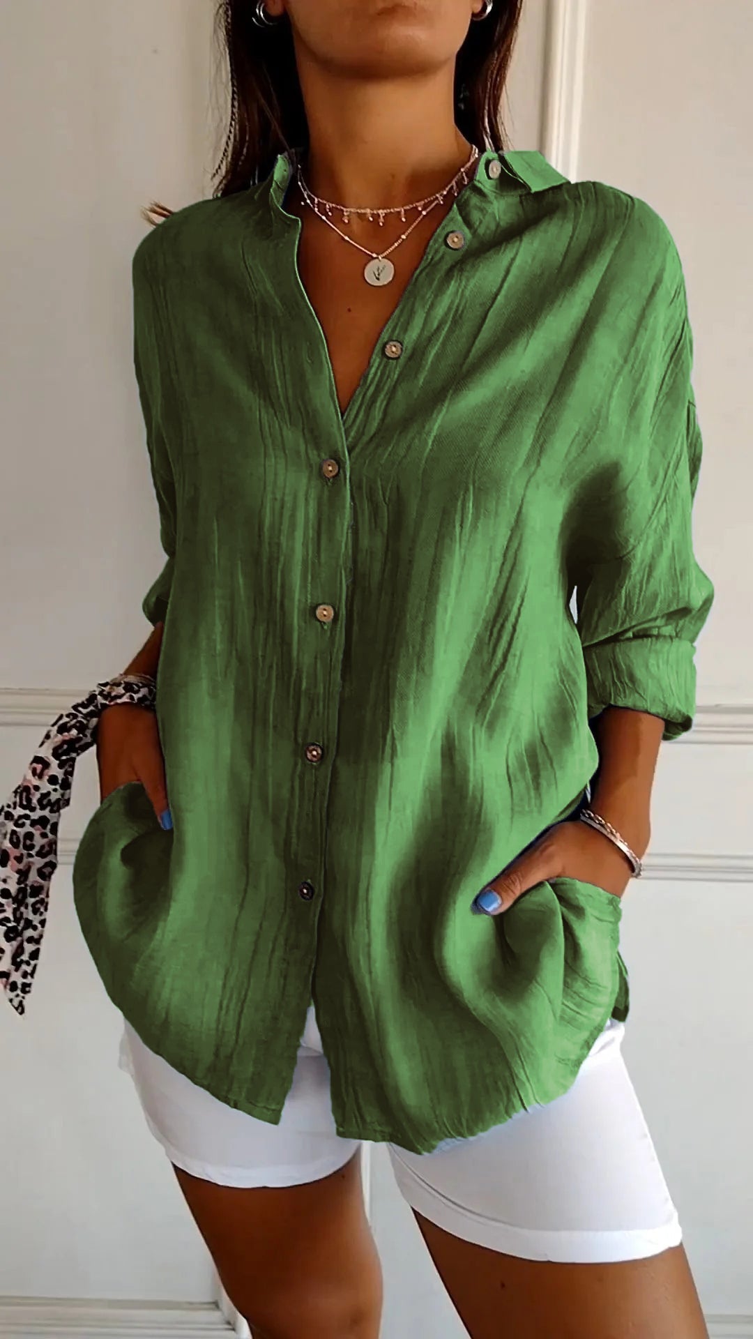 Women's Casual Button-Down Shirt Oversized Long Sleeve