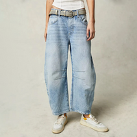 Women's High Waist Barrel Leg Jeans Relaxed Fit Denim