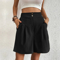 Women's High Waist Wide Leg Shorts Pleated with Pockets