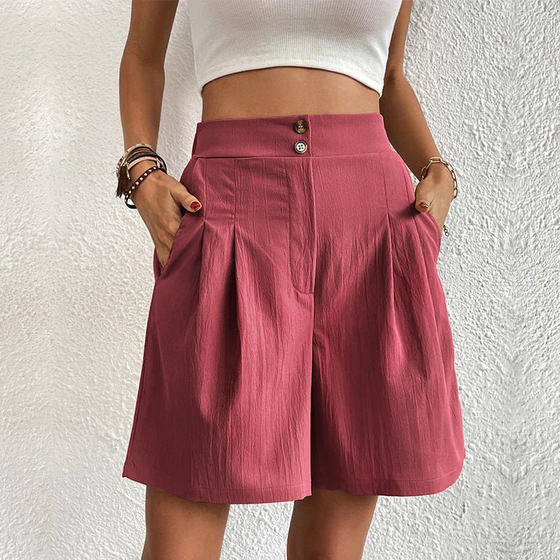 Blair | Women's High Waist Wide Leg Shorts Pleated with Pockets 1