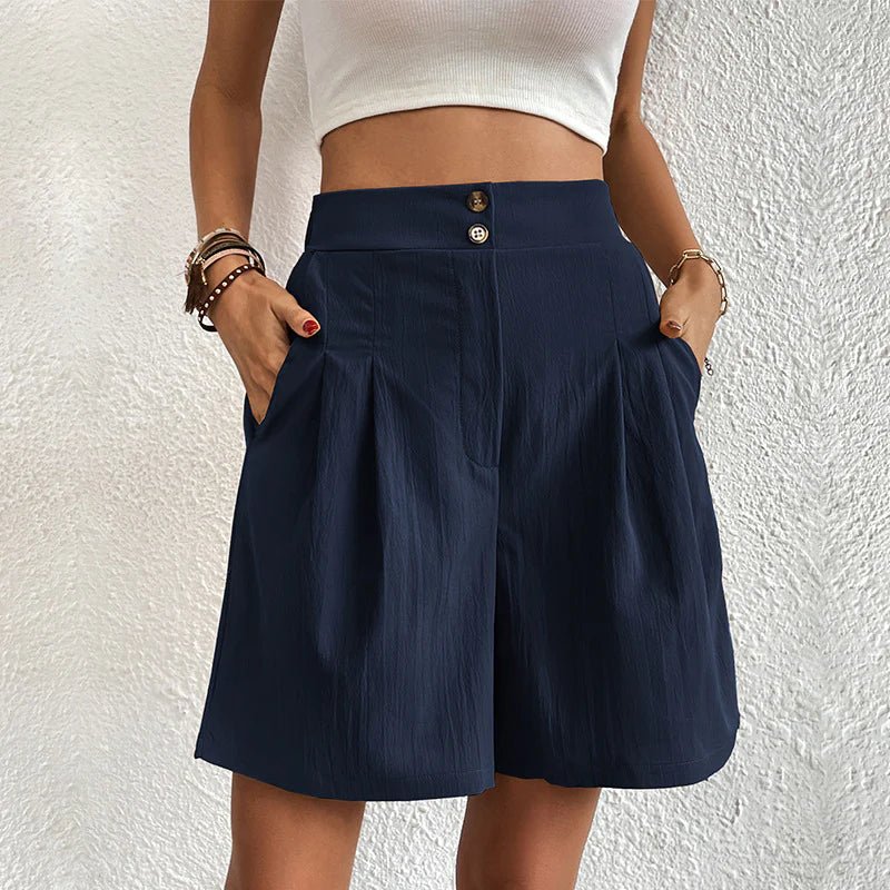 Blair | Women's High Waist Wide Leg Shorts Pleated with Pockets 2