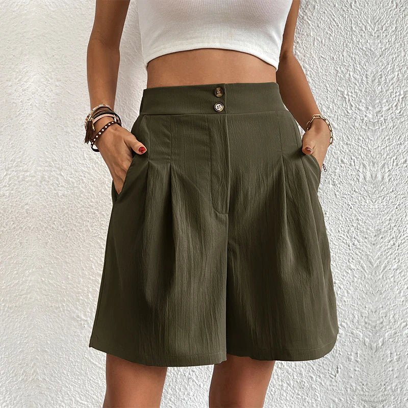 Blair | Women's High Waist Wide Leg Shorts Pleated with Pockets 3