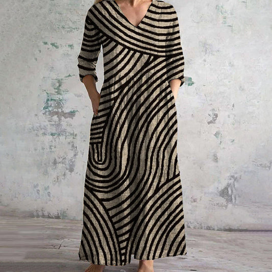 Women's Vintage Striped Dress | Elegant Flattering Casual Wear 1