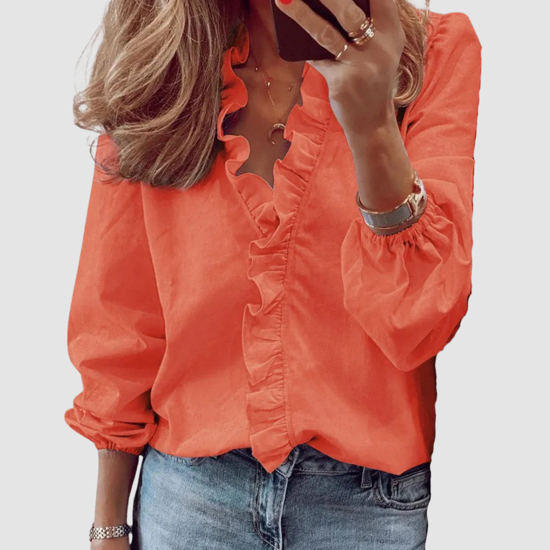 Women's Floral Ruffle Long Sleeve Blouse
