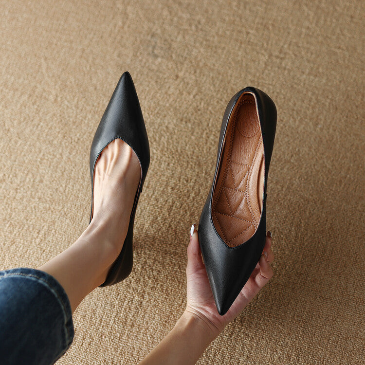 Camille | Women's Pointed Toe Pumps Low Kitten Heel Slip On Shoes 6