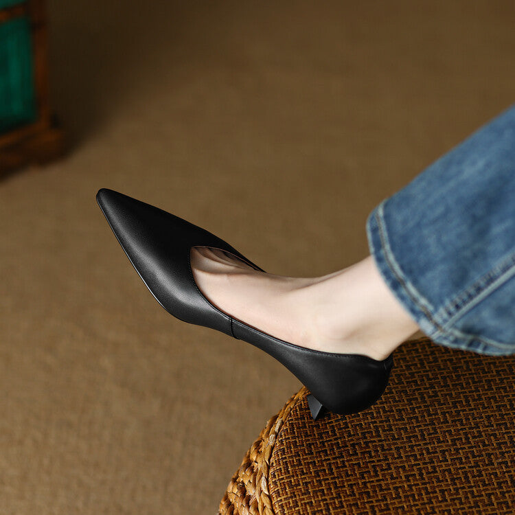 Camille | Women's Pointed Toe Pumps Low Kitten Heel Slip On Shoes 7
