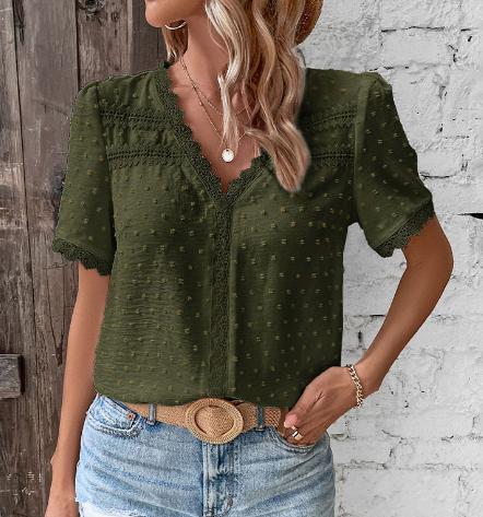 Women's V-Neck Lace Blouse