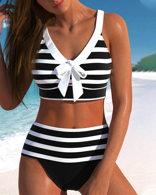 Women's High Waist Striped Bikini Set