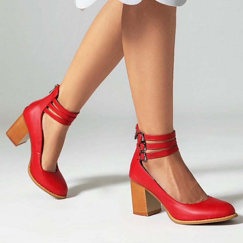 Casilda™ | Smooth Sandals with Ankle Strap and Thick Heel 3