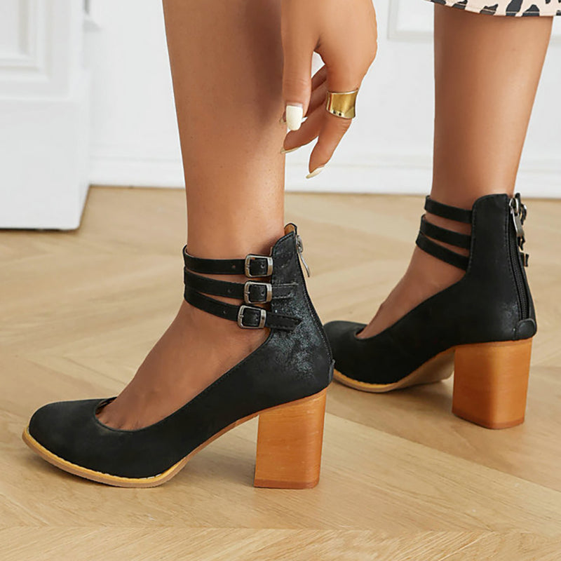 Casilda™ | Smooth Sandals with Ankle Strap and Thick Heel 8