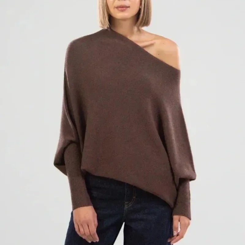 Maglione da donna a maniche lunghe con spalle scoperte