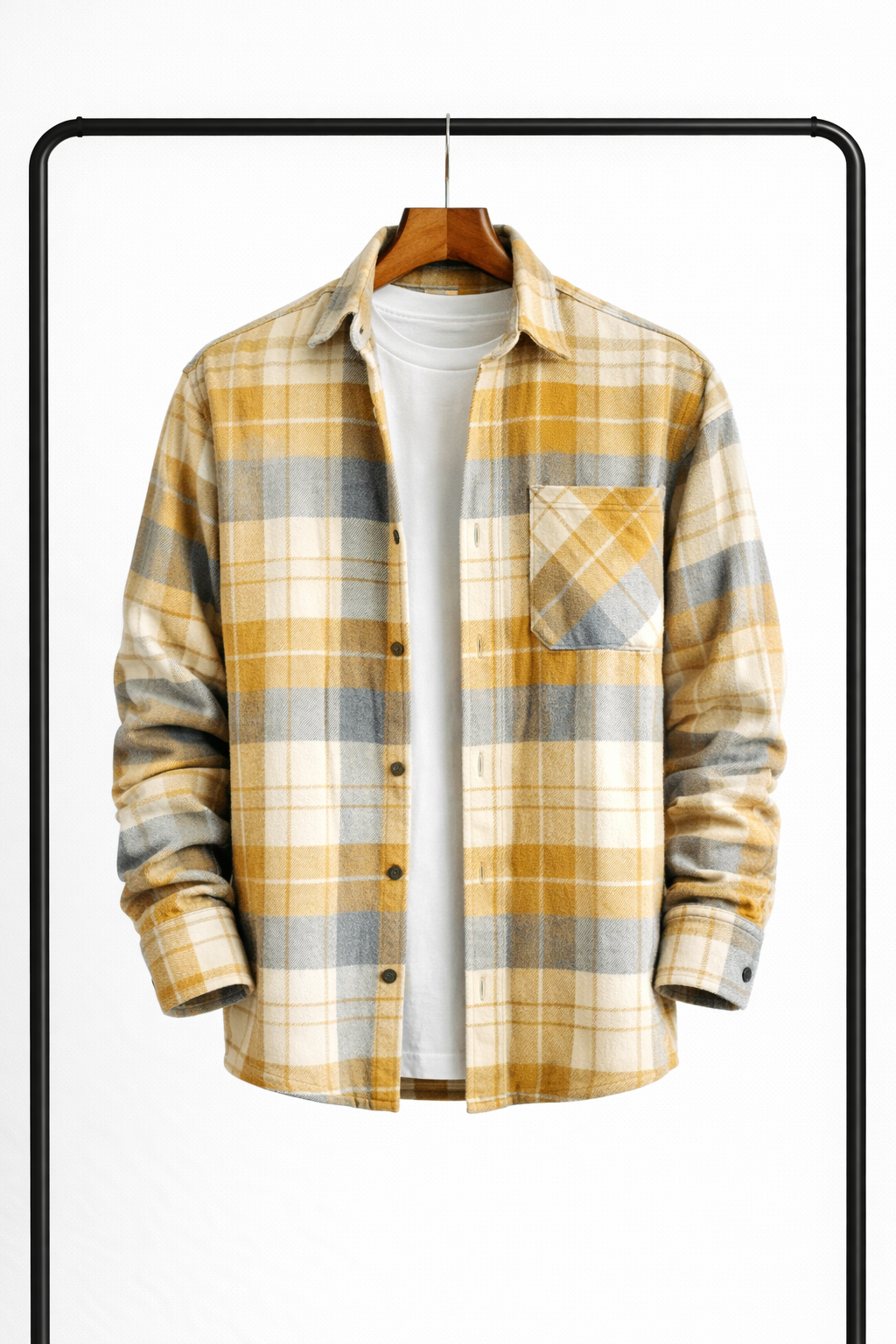 Men's Flannel Checkered Shirt Sleeveless Long Sleeve