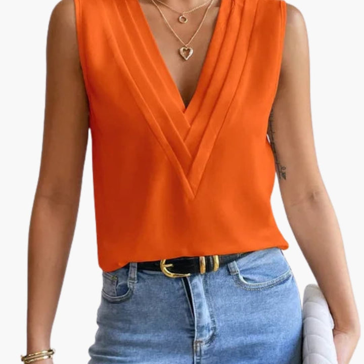 Blusa da donna senza maniche con scollo a V