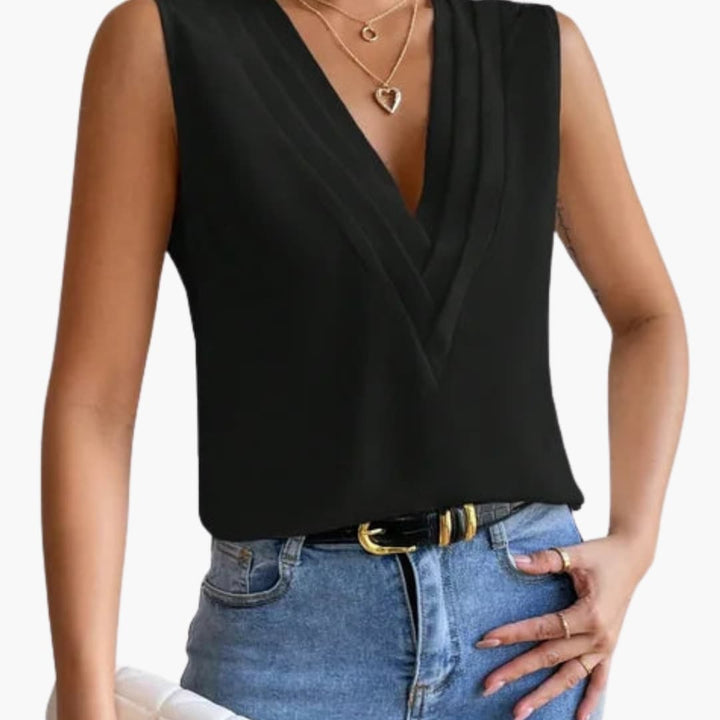 Blusa da donna senza maniche con scollo a V
