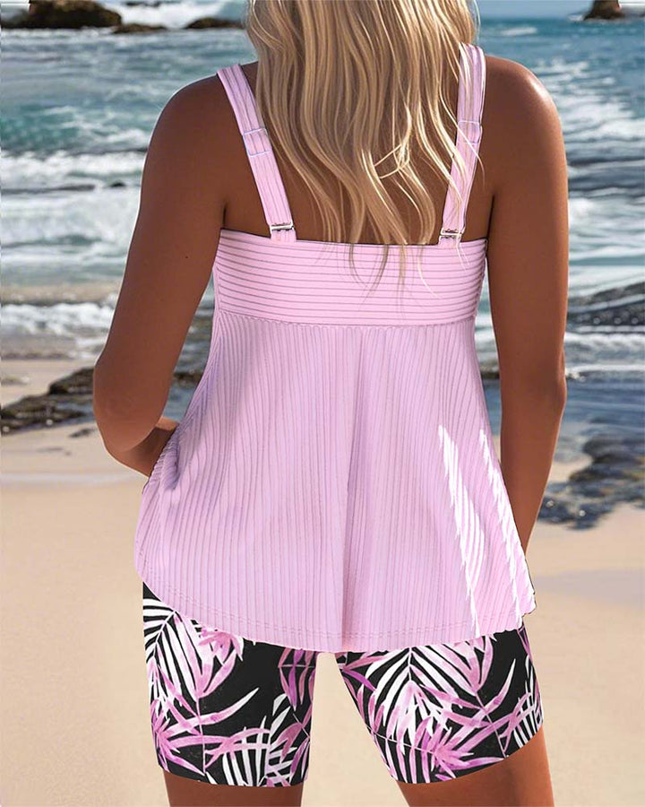 Tankini stampato con controllo della pancia per donna