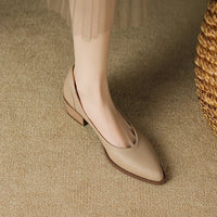 Women's Pointed Toe Block Heel Pumps Slip On Mid Heel Shoes