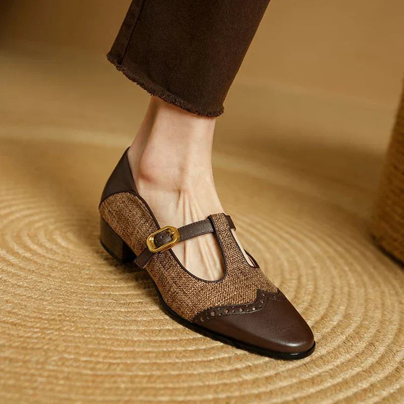 Cosima | Women's Two-Tone T-Strap Mary Jane Shoes Vintage Low Heel 3