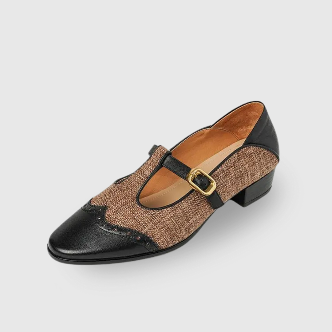 Cosima | Women's Two-Tone T-Strap Mary Jane Shoes Vintage Low Heel 6