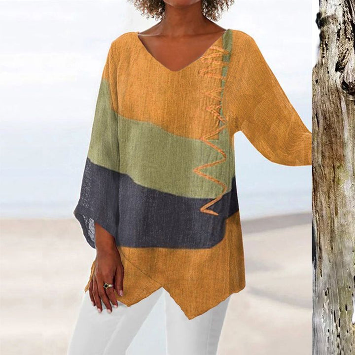 Camicia lunga artistica con scollo a V