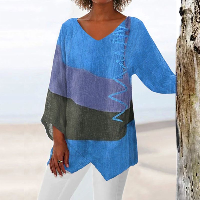 Camicia lunga artistica con scollo a V