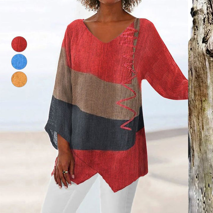 Camicia lunga artistica con scollo a V